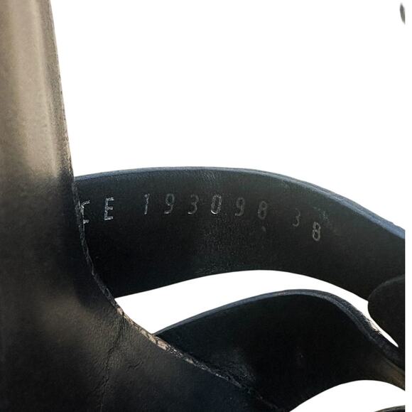 Saint Laurent Tribute Pewter Silver Embossed Leather Platform High Heels  38 - Picture 9 of 12